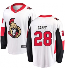 Men's Ottawa Senators #28 Paul Carey Fanatics Branded White Away Breakaway NHL Jersey