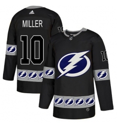 Men's Adidas Tampa Bay Lightning #10 J.T. Miller Authentic Black Team Logo Fashion NHL Jersey