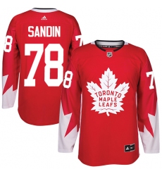 Men's Adidas Toronto Maple Leafs #78 Rasmus Sandin Authentic Red Alternate NHL Jersey