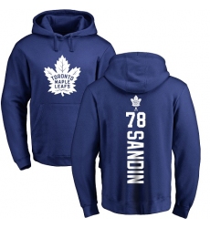 NHL Adidas Toronto Maple Leafs #78 Rasmus Sandin Royal Blue Backer Pullover Hoodie