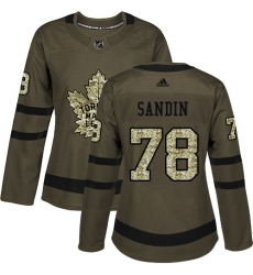Women's Adidas Toronto Maple Leafs #78 Rasmus Sandin Authentic Green Salute to Service NHL Jersey