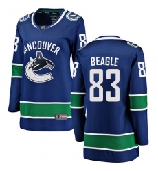 Women's Vancouver Canucks #83 Jay Beagle Fanatics Branded Blue Home Breakaway NHL Jersey