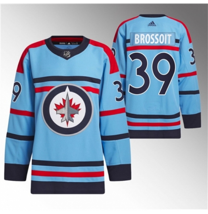 Men's Winnipeg Jets #39 Laurent Brossoit Light Blue Anniversary Primegreen Stitched Jersey