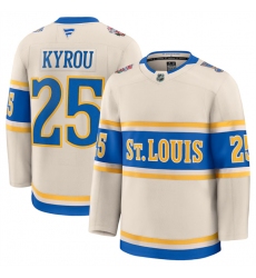 Men's St. Louis Blues #25 Jordan Kyrou Cream 2024-25 Winter Classic Stitched Hockey Jersey