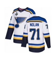 Youth St. Louis Blues #71 Jordan Nolan Authentic White Away 2019 Stanley Cup Final Bound Hockey Jersey