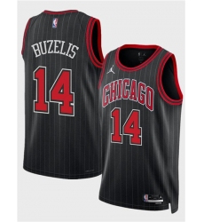 Men's Chicago Bulls #14 Matas Buzelis Black 2024 Draft Statement Edition Stitched Basketball Jersey