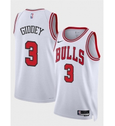 Men's Chicago Bulls #3 Josh Giddey White Association Edition Stitched Basketball Jersey