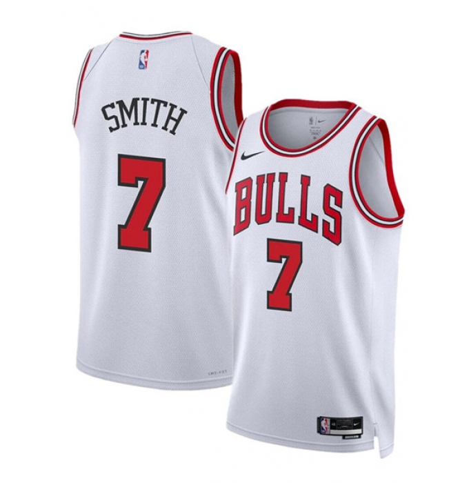 Men's Chicago Bulls #7 Jalen Smith White 2024 Association Edition Stitched Basketball Jersey