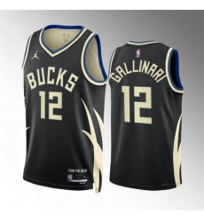 Men's Milwaukee Bucks #12 Danilo Gallinari Black Statement Edition Stitched Basketball Jersey