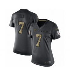 Women's Nike New Orleans Saints #7 Taysom Hill Limited Olive 2017 Salute to Service NFL Jersey