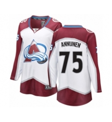 Women's Colorado Avalanche #75 Justus Annunen Authentic White Away Fanatics Branded Breakaway NHL Jersey