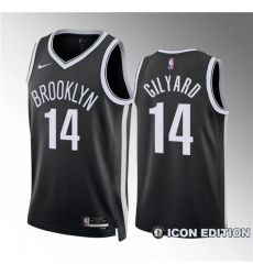 Men's Brooklyn Nets #14 Jacob Gilyard Black Draft Icon Edition Stitched Basketball Jersey