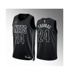 Men's Brooklyn Nets #24 Cam Thomas 2022-23 Black Statement Edition Stitched Basketball Jersey