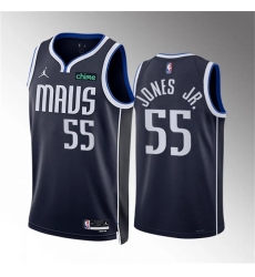 Men's Dallas Mavericks #55 Derrick Jones Jr Navy Statement Edition Stitched Basketball Jersey