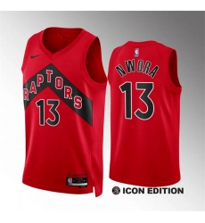 Men's Toronto Raptors #13 Jordan Nwora Red Icon Edition Stitched Basketball Jersey