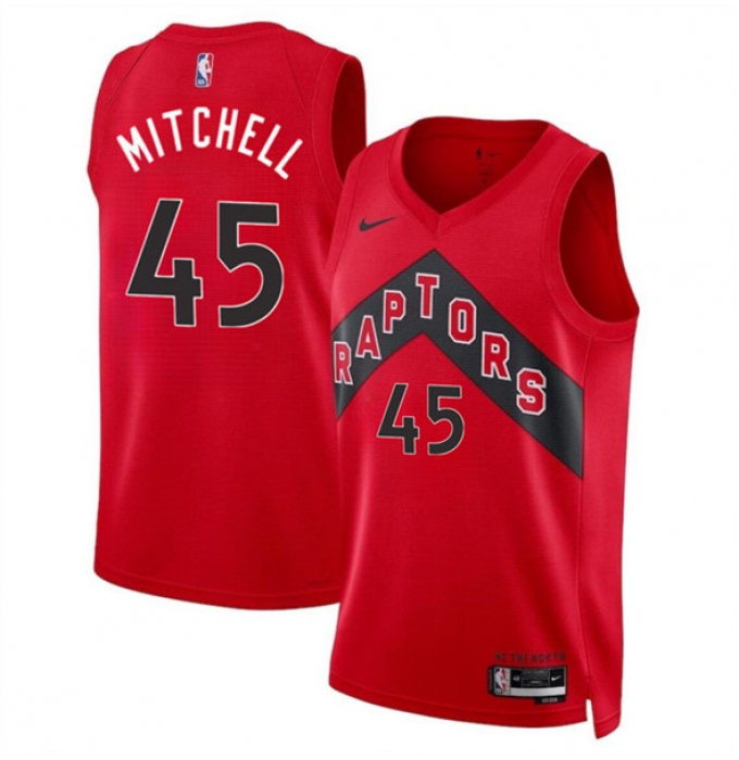 Men's Toronto Raptors #45 Davion Mitchell Red Icon Edition Stitched Basketball Jersey