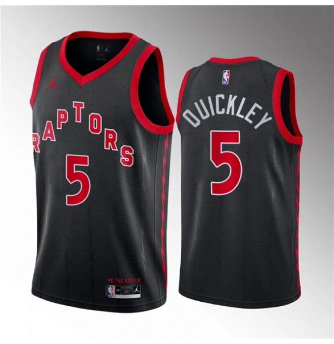 Men's Toronto Raptors #5 Immanuel Quickley Black Statement Edition Stitched Basketball Jersey