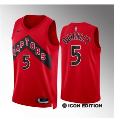 Men's Toronto Raptors #5 Immanuel Quickley Red 2023-24 City Edition Stitched Basketball Jersey