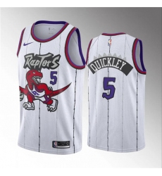 Men's Toronto Raptors #5 Immanuel Quickley White Classic Edition Stitched Basketball Jersey