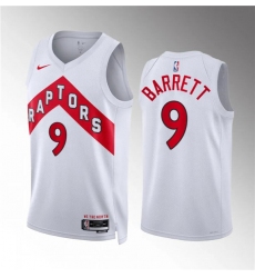 Men's Toronto Raptors #9 RJ Barrett White Association Edition Stitched Basketball Jersey