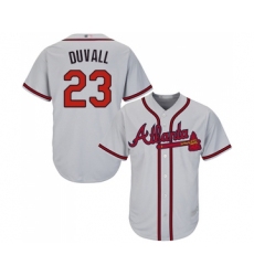 Men's Atlanta Braves #23 Adam Duvall Replica Grey Road Cool Base Baseball Jersey
