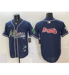 Men's Atlanta Braves Team Big Logo Navy Galaxy With Outkast Vapor Limited Stitched Baseball Jersey