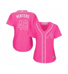 Women's Atlanta Braves #48 Jonny Venters Replica Pink Fashion Cool Base Baseball Jersey