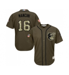 Youth Baltimore Orioles #16 Trey Mancini Authentic Green Salute to Service Baseball Jersey
