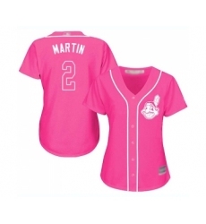 Women's Cleveland Indians #2 Leonys Martin Replica Pink Fashion Cool Base Baseball Jersey