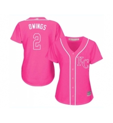 Women's Kansas City Royals #2 Chris Owings Replica Pink Fashion Cool Base Baseball Jersey