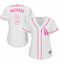 Women's Majestic Los Angeles Dodgers #8 Manny Machado Authentic White Fashion Cool Base MLB Jersey