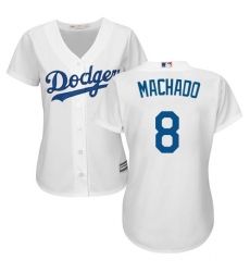 Women's Majestic Los Angeles Dodgers #8 Manny Machado Authentic White Home Cool Base MLB Jersey