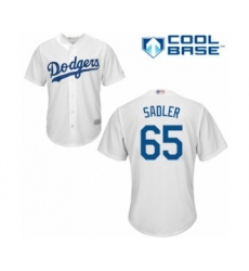Youth Los Angeles Dodgers #65 Casey Sadler Authentic White Home Cool Base Baseball Player Jersey