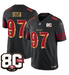 Men's San Francisco 49ers #97 Nick Bosa Black 80th Anniversary“Rivalries” 2026 F.U.S.E. Vapor Untouchable Limited Football Stitched Jersey