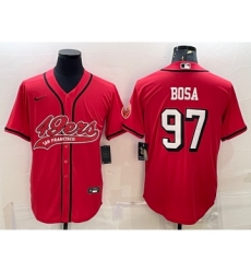 Men's San Francisco 49ers #97 Nick Bosa Red Color Rush With Patch Cool Base Stitched Baseball Jersey