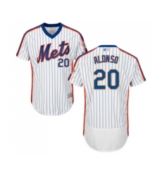 Men's New York Mets #20 Pete Alonso White Alternate Flex Base Authentic Collection Baseball Jersey