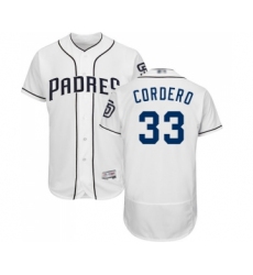 Men's San Diego Padres #33 Franchy Cordero White Home Flex Base Authentic Collection Baseball Jersey