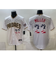 Men's San Diego Padres #22 Mason Miller White USA 250 Fourth of July Home Stitched Baseball Jersey