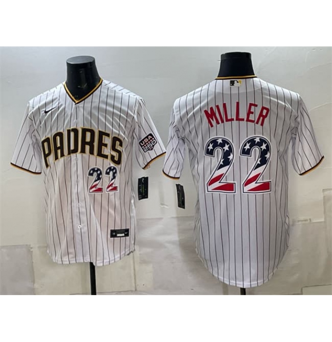 Men's San Diego Padres #22 Mason Miller White USA 250 Fourth of July Home Stitched Baseball Jersey