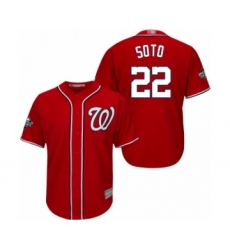 Youth Washington Nationals #22 Juan Soto Authentic Red Alternate 1 Cool Base 2019 World Series Bound Baseball Jersey