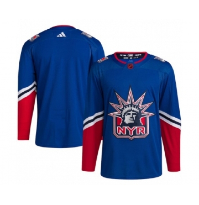 Men's New York Rangers Blank Blue 2022-23 Reverse Retro Stitched Jersey