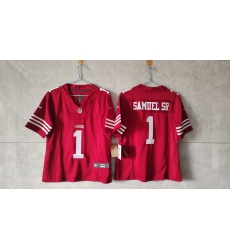 Women's San Francisco 49ers #1 Deebo Samuel Sr. Red F.U.S.E Vapor Untouchable Stitched Jersey(Run Small)