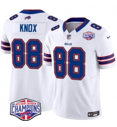 Men's Buffalo Bills #88 Dawson Knox White F.U.S.E. 2024 AFC East Division Champions Vapor Limited Stitched Football Jersey