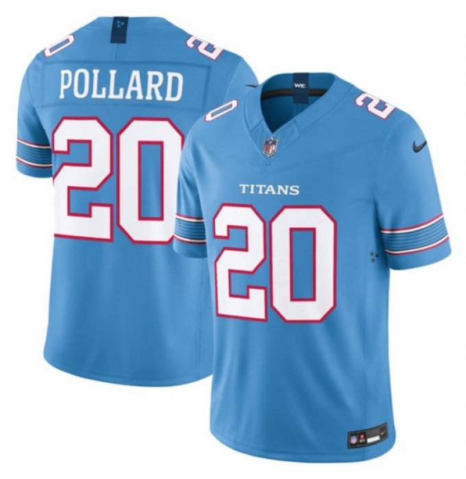 Men's Tennessee Titans #20 Tony Pollard Light Blue 2026 F.U.S.E. Vapor Limited Stitched Football Jersey