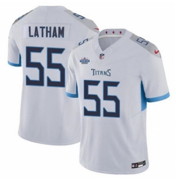 Men's Tennessee Titans #55 JC Latham White 2024 F U S E With Draft Vapor Limited Stitched Football Jersey