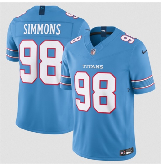 Men's Tennessee Titans #98 Jeffery Simmons Light Blue 2026 F.U.S.E. Vapor Limited Stitched Football Jersey