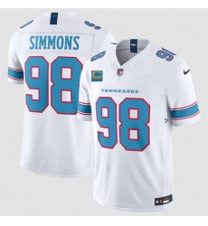 Men's Tennessee Titans #98 Jeffery Simmons White 2026 With 4-Star C F.U.S.E. Vapor Limited Football Stitched Jersey