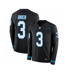 Men's Carolina Panthers #3 Will Grier Limited Black Therma Long Sleeve Football Jersey