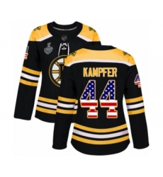 Women's Boston Bruins #44 Steven Kampfer Authentic Black USA Flag Fashion 2019 Stanley Cup Final Bound Hockey Jersey