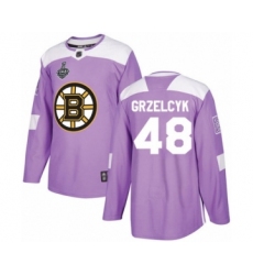 Men's Boston Bruins #48 Matt Grzelcyk Authentic Purple Fights Cancer Practice 2019 Stanley Cup Final Bound Hockey Jersey